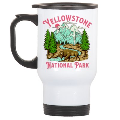 Yellowstone National Park Illustration Stainless Steel Travel Mug