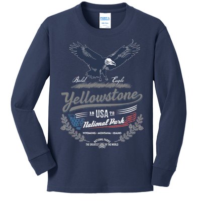 Yellowstone National Park USA 1872 Greatest Park of the World Kids Long Sleeve Shirt