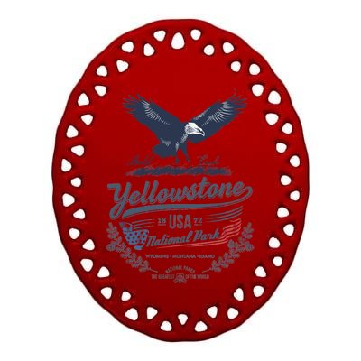 Yellowstone National Park USA 1872 Greatest Park of the World Ceramic Oval Ornament