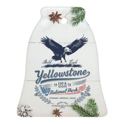 Yellowstone National Park USA 1872 Greatest Park of the World Ceramic Bell Ornament