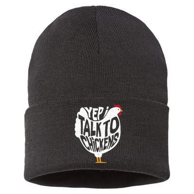 Yep I Talk To Chickens Sustainable Knit Beanie