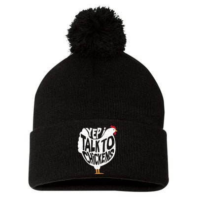Yep I Talk To Chickens Pom Pom 12in Knit Beanie