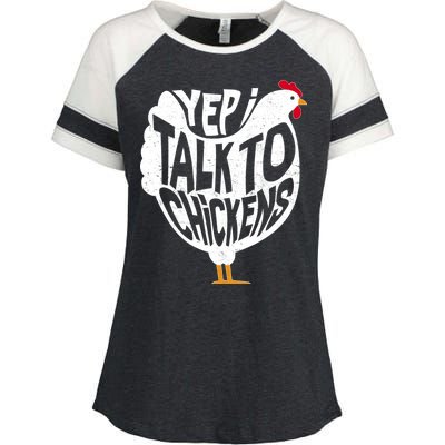 Yep I Talk To Chickens Enza Ladies Jersey Colorblock Tee