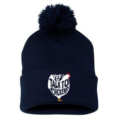 Yep I Talk To Chickens Pom Pom 12in Knit Beanie