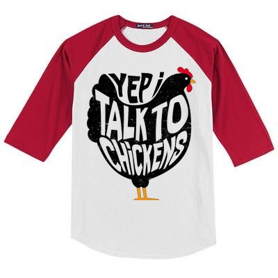 Yep I Talk To Chickens Kids Colorblock Raglan Jersey