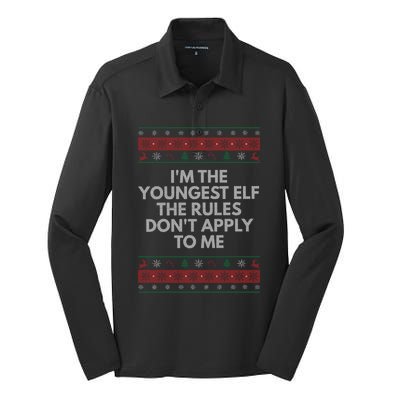 Youngest Elf Rules Dont Apply Christmas Family Xmas Meaningful Gift Silk Touch Performance Long Sleeve Polo