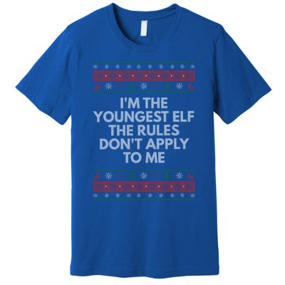 Youngest Elf Rules Dont Apply Christmas Family Xmas Meaningful Gift Premium T-Shirt