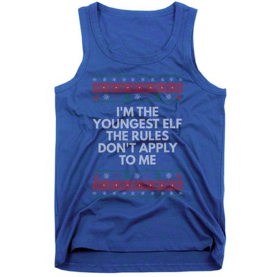 Youngest Elf Rules Dont Apply Christmas Family Xmas Meaningful Gift Tank Top