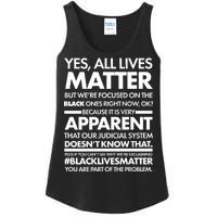 Yes All Live Matter Focus On The Black Ones Now Ladies Essential Tank