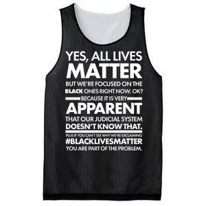 Yes All Live Matter Focus On The Black Ones Now Mesh Reversible Basketball Jersey Tank