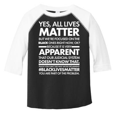 Yes All Live Matter Focus On The Black Ones Now Toddler Fine Jersey T-Shirt