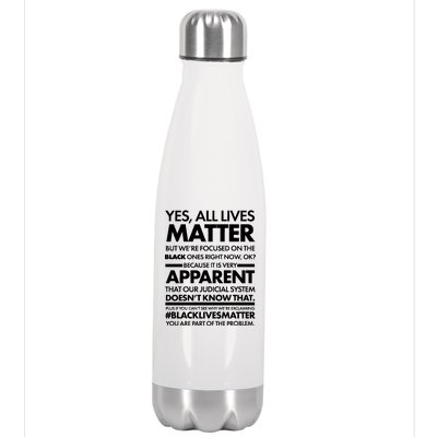 Yes All Live Matter Focus On The Black Ones Now Stainless Steel Insulated Water Bottle