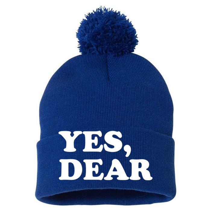 Yes Dear Funny Husband And Wife Pom Pom 12in Knit Beanie