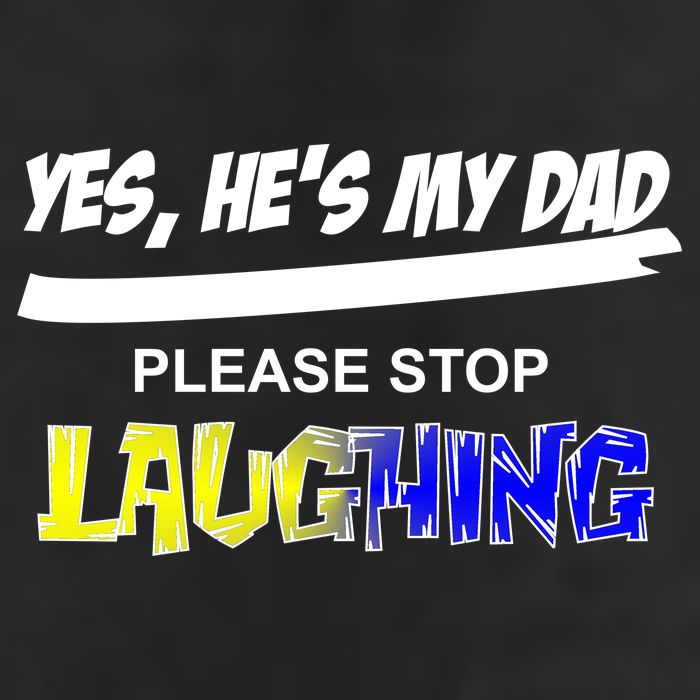 Yes He's My Dad Please Stop Laughing 7 Panel Mesh Trucker Snapback Hat