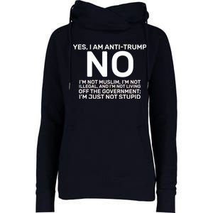 Yes I Am Anti Trump Womens Funnel Neck Pullover Hood