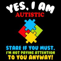 Yes, I Am Autistic Funny Autism Cropped Pullover Crew