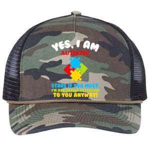 Yes, I Am Autistic Funny Autism Retro Rope Trucker Hat Cap