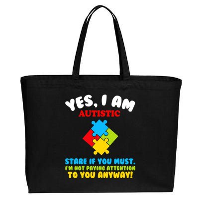 Yes, I Am Autistic Funny Autism Cotton Canvas Jumbo Tote