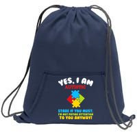 Yes, I Am Autistic Funny Autism Sweatshirt Cinch Pack Bag