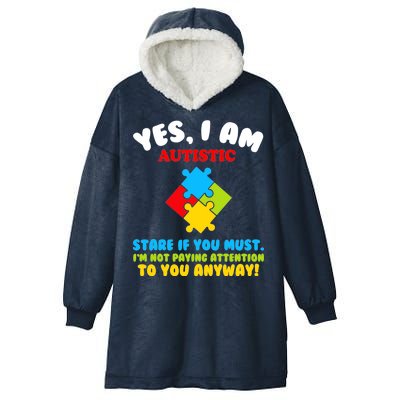 Yes, I Am Autistic Funny Autism Hooded Wearable Blanket