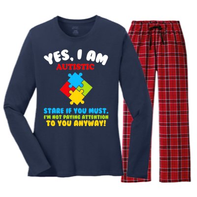 Yes, I Am Autistic Funny Autism Women's Long Sleeve Flannel Pajama Set 