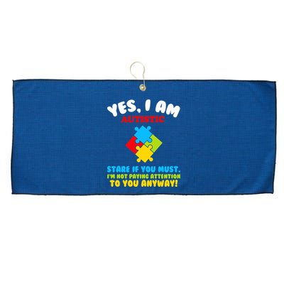 Yes, I Am Autistic Funny Autism Large Microfiber Waffle Golf Towel