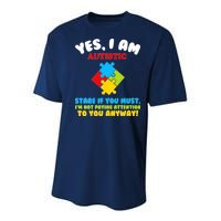 Yes, I Am Autistic Funny Autism Youth Performance Sprint T-Shirt