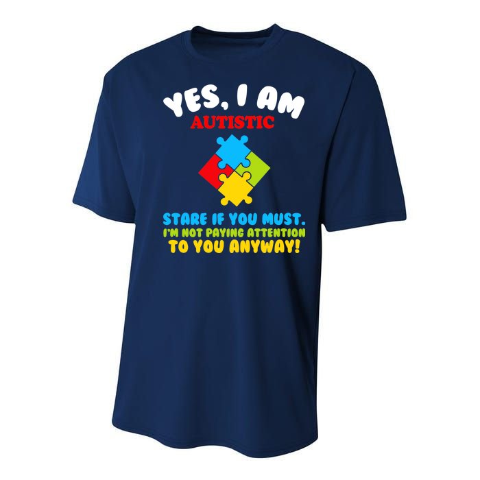 Yes, I Am Autistic Funny Autism Youth Performance Sprint T-Shirt