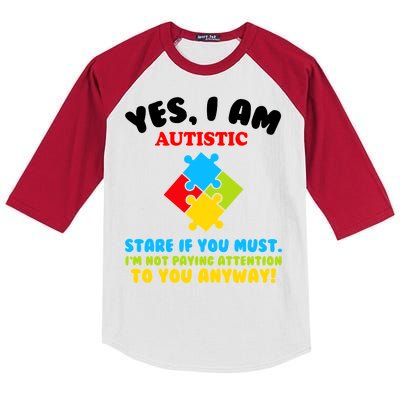 Yes, I Am Autistic Funny Autism Kids Colorblock Raglan Jersey