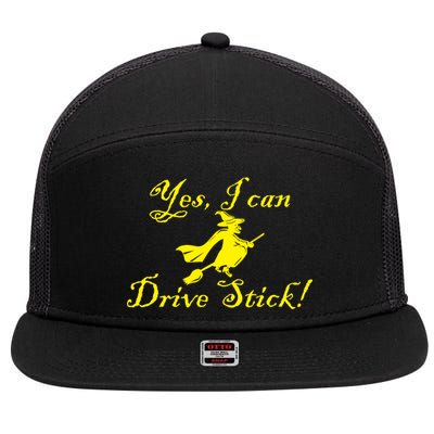 Yes I Can Drive Stick Funny Witch 7 Panel Mesh Trucker Snapback Hat