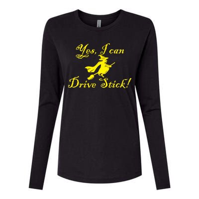 Yes I Can Drive Stick Funny Witch Womens Cotton Relaxed Long Sleeve T-Shirt