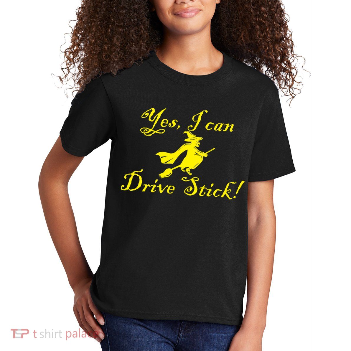 Yes I Can Drive Stick Funny Witch Kids T-Shirt