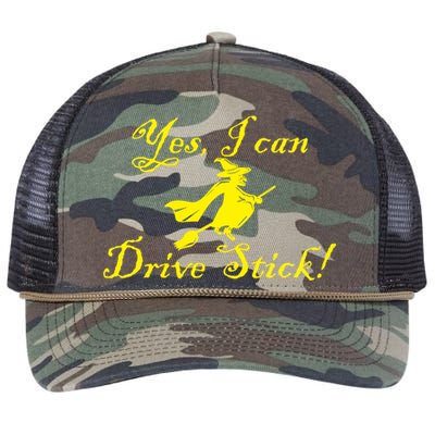 Yes I Can Drive Stick Funny Witch Retro Rope Trucker Hat Cap