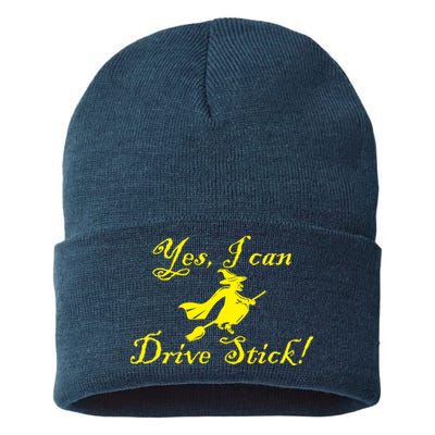 Yes I Can Drive Stick Funny Witch Sustainable Knit Beanie