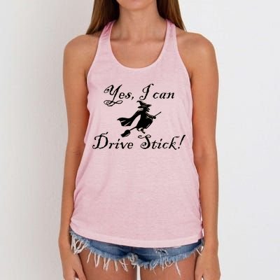 Yes I Can Drive Stick Funny Witch Women's Knotted Racerback Tank