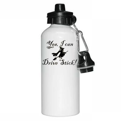 Yes I Can Drive Stick Funny Witch Aluminum Water Bottle