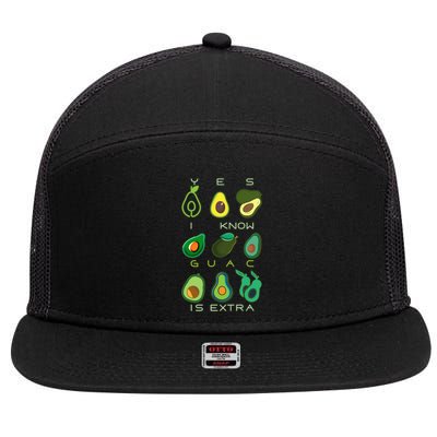 Yes I Know Guac Is Extra 7 Panel Mesh Trucker Snapback Hat