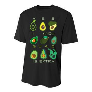 Yes I Know Guac Is Extra Youth Performance Sprint T-Shirt