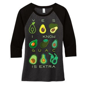 Yes I Know Guac Is Extra Women's Tri-Blend 3/4-Sleeve Raglan Shirt