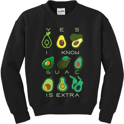 Yes I Know Guac Is Extra Kids Sweatshirt
