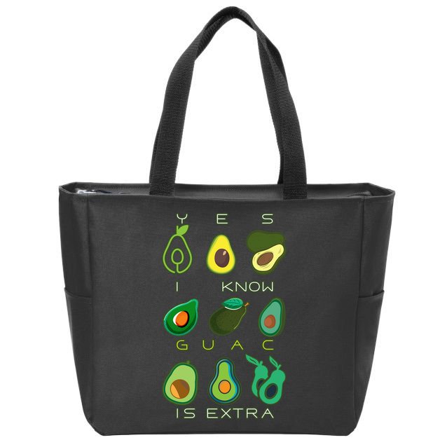 Yes I Know Guac Is Extra Zip Tote Bag