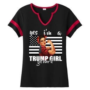 Yes I'm A Trump Girl Get Over It Funny Election Ladies Halftime Notch Neck Tee