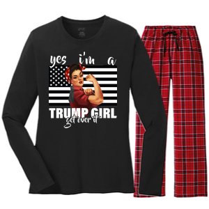 Yes I'm A Trump Girl Get Over It Funny Election Women's Long Sleeve Flannel Pajama Set 