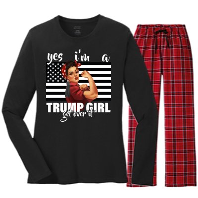 Yes I'm A Trump Girl Get Over It Funny Election Women's Long Sleeve Flannel Pajama Set 