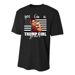 Yes I'm A Trump Girl Get Over It Funny Election Youth Performance Sprint T-Shirt