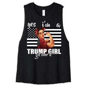 Yes I'm A Trump Girl Get Over It Funny Election Women's Racerback Cropped Tank