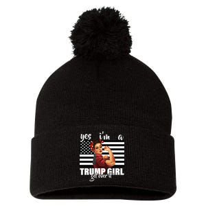 Yes I'm A Trump Girl Get Over It Funny Election Pom Pom 12in Knit Beanie