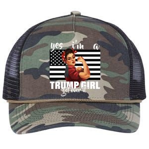 Yes I'm A Trump Girl Get Over It Funny Election Retro Rope Trucker Hat Cap