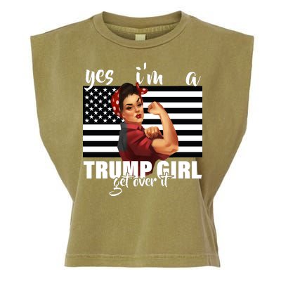 Yes I'm A Trump Girl Get Over It Funny Election Garment-Dyed Women's Muscle Tee