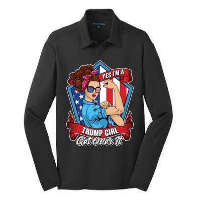 Yes I'm A Trump Girl Get Over It Pro Republican Silk Touch Performance Long Sleeve Polo